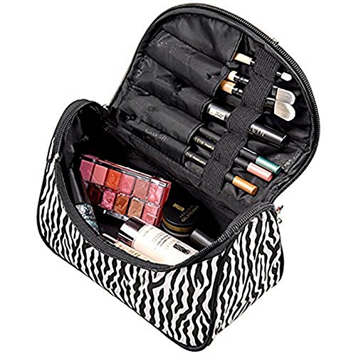 Kanggest Bolsa de Cosméticos de Viaje del Maquillaje Bolso de Rayas negras de cebra Grandes Multifunción Mujer Portáti Cremallera Organizador Almacenamiento Bolso de Lavado de Viaje