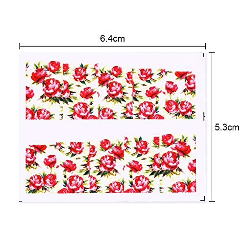 Kanggest.48 Hojas Pegatina de uñas uñas calcomanías autoadherentes Calcomanía Transferible Nail Art Pegatinas Nail Sticker para Mujeres diseños uñas para Fiesta de Flores uñas Clavo decoración
