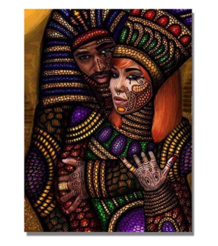 KAOLWY Cuadro En Lienzo Pinturas Decoración Hombres Y Mujeres Egipcias Pintura De Pared Impresiones Imágenes para Sala De Estar Arte De Pared Pintura En La Pared 60X90Cm Sin Marco