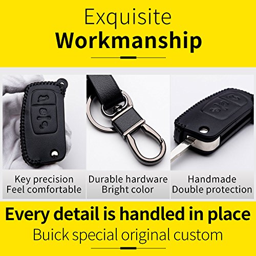 kaser Carcasa Funda de Piel con Llaveros para Llave Control Remoto Ford Fiesta Focus Galaxy Fusion S-MAX Kuga Ecosport Llave 3 Botones Protección Cuero Sintético de Mando a Distancia Coche