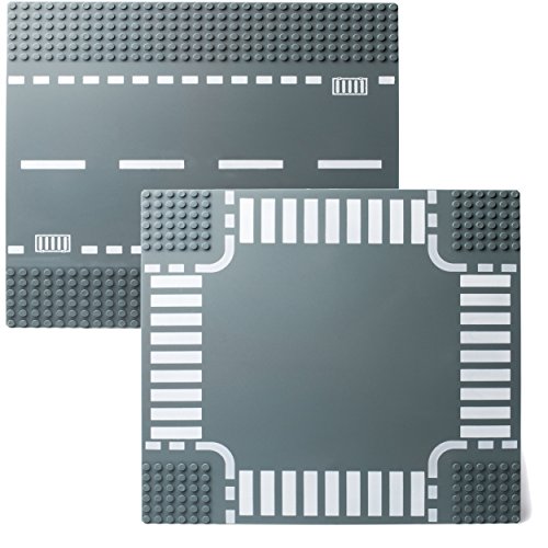 Katara - 2 Bases de Construcción, 25,5x25,5cm ,Compatible, Cruce, Camino Recto (1776)