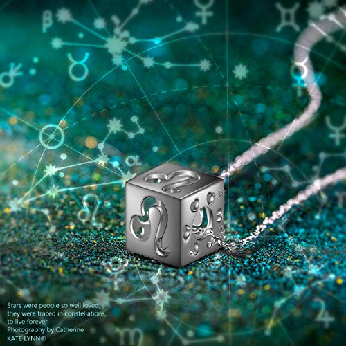 Kate Lynn-Constellation-Leo Colgante cúbico de simetría hueca, collar de plata de ley 925 para mujer, regalo de cumpleaños de Navidad, paquete de caja