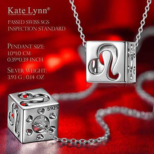 Kate Lynn-Constellation-Leo Colgante cúbico de simetría hueca, collar de plata de ley 925 para mujer, regalo de cumpleaños de Navidad, paquete de caja