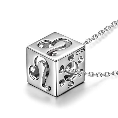 Kate Lynn-Constellation-Leo Colgante cúbico de simetría hueca, collar de plata de ley 925 para mujer, regalo de cumpleaños de Navidad, paquete de caja