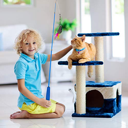 KATELUO Juguete Pluma de Gato, Juguetes para Gatos, Natural de Plumas Varita Gato Juguete con 5 Recargas Pluma, Juguete para Gatos (6pcs)