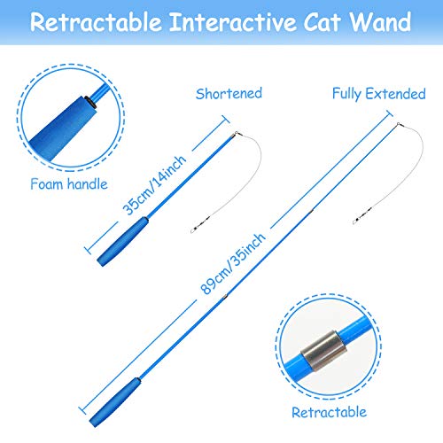 KATELUO Juguete Pluma de Gato, Juguetes para Gatos, Natural de Plumas Varita Gato Juguete con 5 Recargas Pluma, Juguete para Gatos (6pcs)