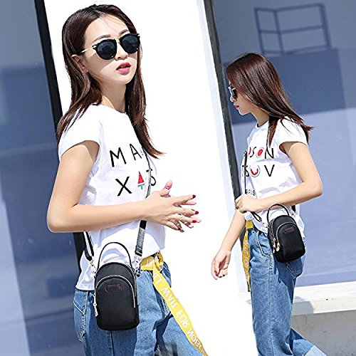 Katloo Pequeña Bolso Teléfono Móvil Mini Bandolera Mujer Bolsos de Mano Nylon Bolsa de Hombro Niñas Ligero para iPhone 11 Pro Max XS MAX SE XR XS X Samsung S20 Ultra S20 S20+ LG Harmony 4 (Negro)