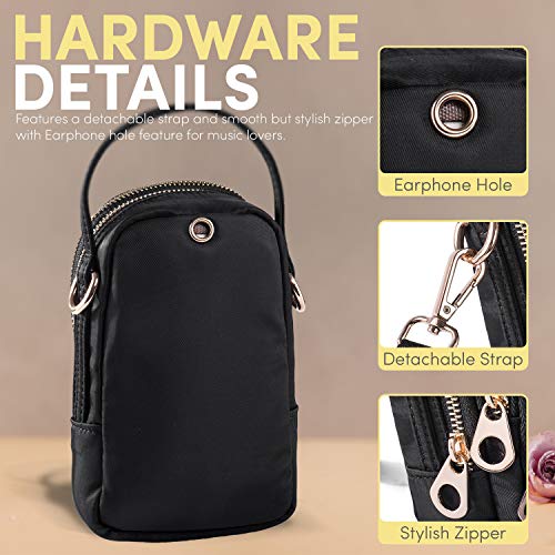 Katloo Pequeña Bolso Teléfono Móvil Mini Bandolera Mujer Bolsos de Mano Nylon Bolsa de Hombro Niñas Ligero para iPhone 11 Pro Max XS MAX SE XR XS X Samsung S20 Ultra S20 S20+ LG Harmony 4 (Negro)