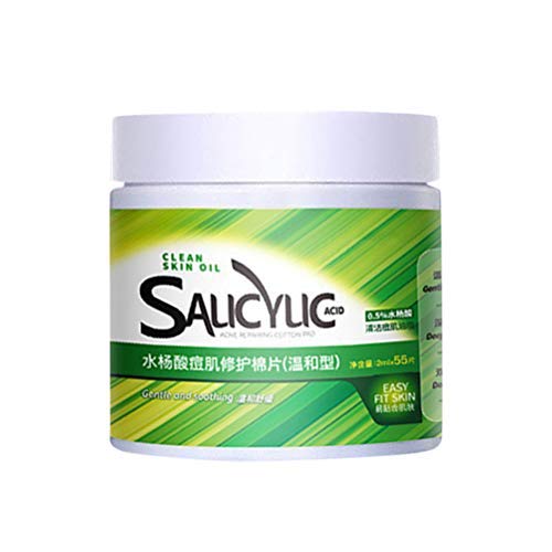 Katyma Parches faciales Almohadillas faciales Almohadilla de algodón con ácido salicílico Almohadilla de Limpieza Facial para prevenir los brotes y minimizar los poros