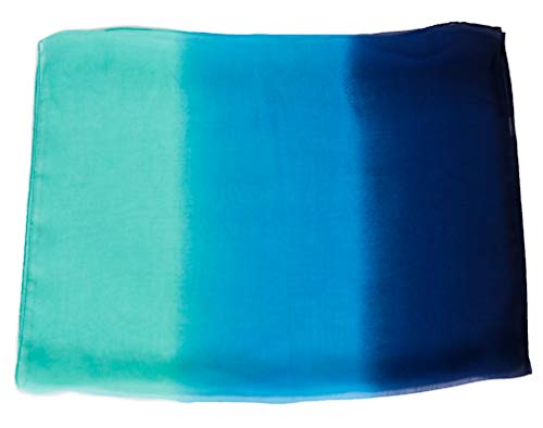 KAVINGKALY Bufandas de seda transparentes de gasa larga Bufanda de colores de sombra para mujeres Chales ligeros y largos (azul marino y verde)