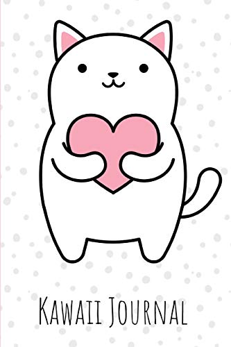 Kawaii Journal: Cute Anime Cat Holding Pink Heart For Kids, Teen Girl & Women