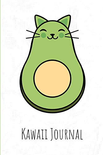 Kawaii Journal: Cute Avocado Cat Cartoon Notebook For Vegan Vegetarian Teen Girls & Women