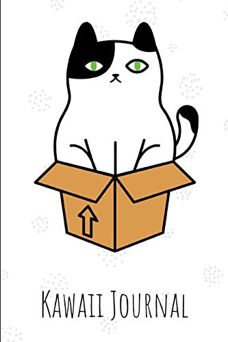 Kawaii Journal: Cute Black & While Cat Playing In Box Notebook For Teen Girls, Women & Kids