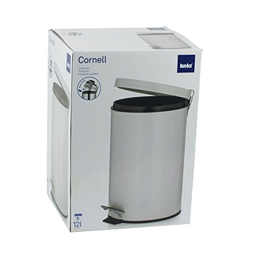 kela 10929 – Cubo Cornell 12 L, metal, con cierre silencioso, color blanco