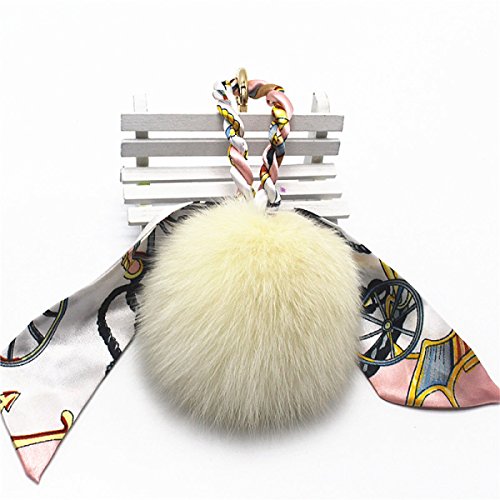 Kelly' Harvest House Pom Pom Llavero/Fluffy Keyring/Llavero Pom Pom/Balls Llavero Bolas Celular Charm Bag Colgante Llavero (Color : Blanco)