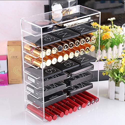 Kensd Embellecer acrílico 9 Barras de Labios Niveles de Caja de Maquillaje multifunción Tabla de Almacenamiento de Cajas Grandes Espacios Abiertos for Mostrar Cuadros de la Tabla Dormitorio Baño