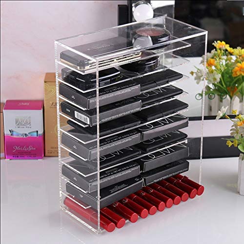 Kensd Embellecer acrílico 9 Barras de Labios Niveles de Caja de Maquillaje multifunción Tabla de Almacenamiento de Cajas Grandes Espacios Abiertos for Mostrar Cuadros de la Tabla Dormitorio Baño