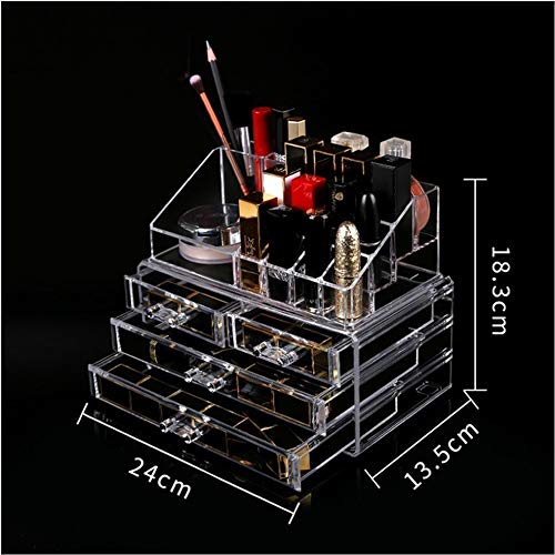 Kensd Embellecer acrílico Organizador cosmético Caja de Almacenamiento multifunción Desmontables Barras de Labios Cuadro Titular Claro Cuadro Titular con 4 cajones Caja de Almacenamiento