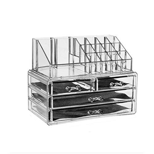 Kensd Embellecer acrílico Organizador cosmético Caja de Almacenamiento multifunción Desmontables Barras de Labios Cuadro Titular Claro Cuadro Titular con 4 cajones Caja de Almacenamiento
