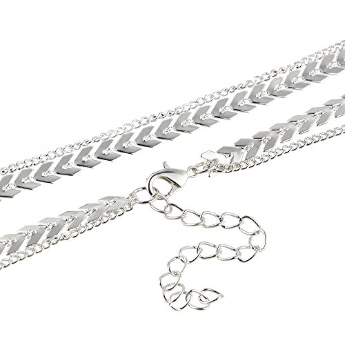 Kercisbeauty - Collar gargantilla con forma de espina de pez, de plata, para mujer y chica, joyería, regalo para ella, regalo de cumpleaños o aniversario