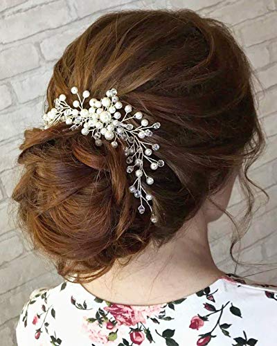Kercisbeauty - Peineta para novia, novia, dama de honor y perla, estilo vintage, accesorio para el pelo, peine para novia, pelo largo, rizado, accesorio para el pelo, boda o peine de pelo vintage