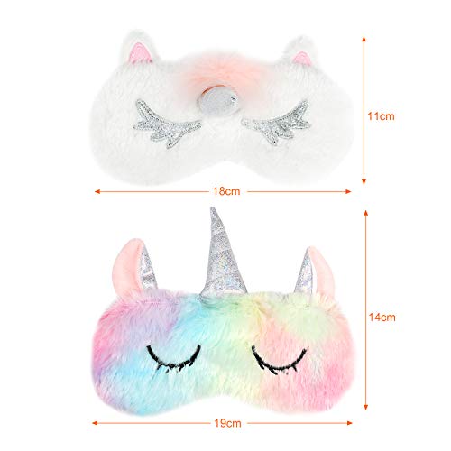 Kesote Máscaras para Dormir en Forma de Unicornio Antifaz para Dormir Unicornio para Viaje Pisolino Adecuado para Mujer, Hombre, Novio y Degradado de Color, Juego de 2