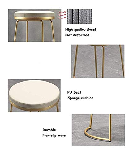 KFDQ Bar, cafetería, silla de restaurante, taburete de bar, Barhocker Metallhocker Gepolsterter Fußhocker Runder Sitz Esszimmerstuhl Frühstücksküche Hoher Hocker Terrasse Und Kaffeehocker Gewicht 200