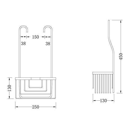 Kibath 130034 Portagel Cesta de Ducha y bañera sin taladros, Cromo Brillo