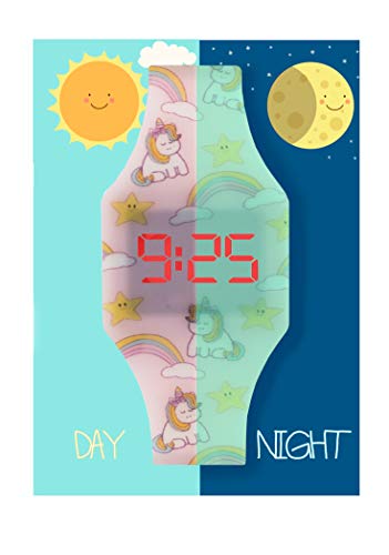 KIDDUS Reloj LED Digital para niña o niño. Pulsera de Silicona Suave. Batería Japonesa reemplazable. Fácil de Leer y Aprender Las Horas. Efecto Fluorescente. KI10220 Arcoiris
