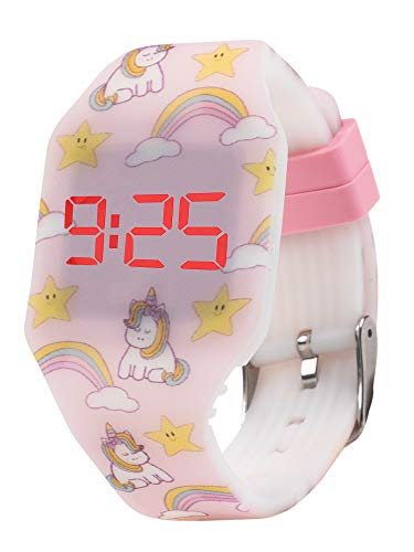 KIDDUS Reloj LED Digital para niña o niño. Pulsera de Silicona Suave. Batería Japonesa reemplazable. Fácil de Leer y Aprender Las Horas. Efecto Fluorescente. KI10220 Arcoiris