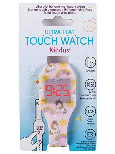 KIDDUS Reloj LED Digital para niña o niño. Pulsera de Silicona Suave. Batería Japonesa reemplazable. Fácil de Leer y Aprender Las Horas. Efecto Fluorescente. KI10220 Arcoiris