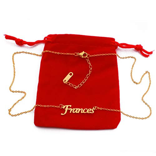 Kigu Frances Collar con Nombre Personalizado con Cadena Ajustable – Chapado en Oro de 18 Quilates