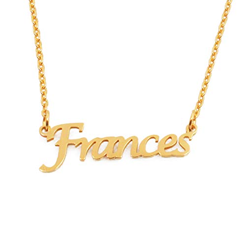 Kigu Frances Collar con Nombre Personalizado con Cadena Ajustable – Chapado en Oro de 18 Quilates