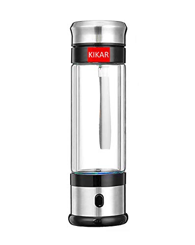 [KIKAR] Botella de vidrio con generador de agua ionizada portátil, 400 ml, antienvejecimiento, antioxidante, fabricante de hidrógeno