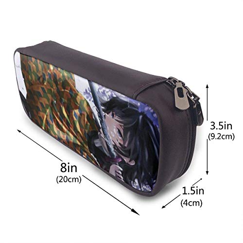 Kimetsu No Yaiba Cubierta de canal de Youtube Cuero Estuche para lápices de alta capacidad Estuche para bolígrafos Bolsa Papelería Bolsas funcionales Cremallera doble Maquillaje Buggy Monedero