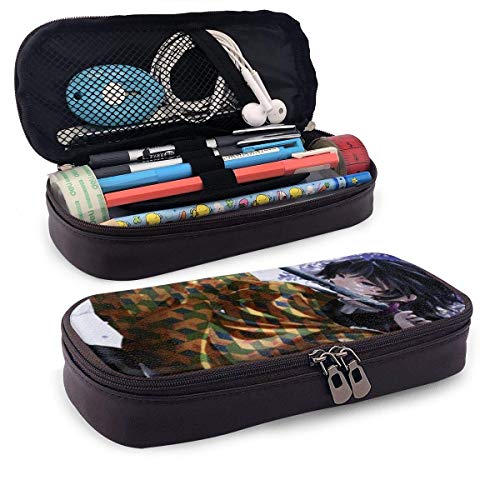Kimetsu No Yaiba Cubierta de canal de Youtube Cuero Estuche para lápices de alta capacidad Estuche para bolígrafos Bolsa Papelería Bolsas funcionales Cremallera doble Maquillaje Buggy Monedero