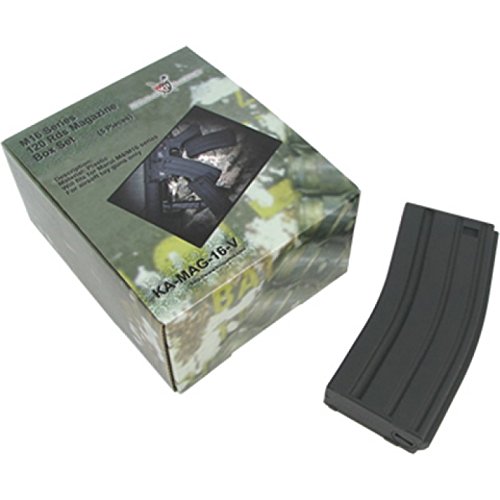 King Arms 120 BBS M4 Aeg Paquete de 5 Cargadores, Unisex Adulto, Negro, Talla Única