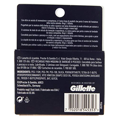 King C Gillette - Recambios Para Máquina De Afeitar El Cuello Para Hombre, Con SkinGuard y Las Mejores Hojas De Acero Inoxidable Con Revestimiento De Platino De Gillette, 3 Recambios