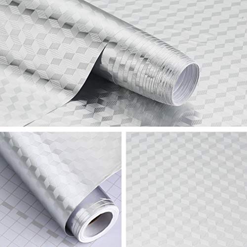 KINLO Papel Adhesivo Impermeable con la Imagen de Cuadro, Pegatina Papel de aluminio para Decorar Muebles Cocina Baño, a Prueba de Aceite de Agua y de Moho, 0.61*5M per Rollo