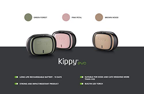 KIPPY - EVO - El Nuevo Collar GPS para Perros y Gatos - Seguimiento de Actividad, 38 gr, Waterproof, Bateria 10 dias, Green Forest