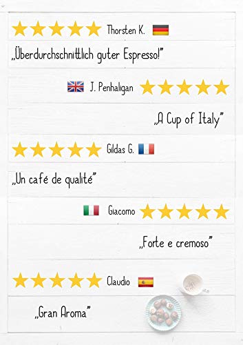 KIQO Aroma 500g Espresso | excelente café tostado premium de Italia | tostado suave en lotes pequeños | relativamente bajo en ácido y digerible | 65% Arábica y 35% Robusta (grano de café, 500g)