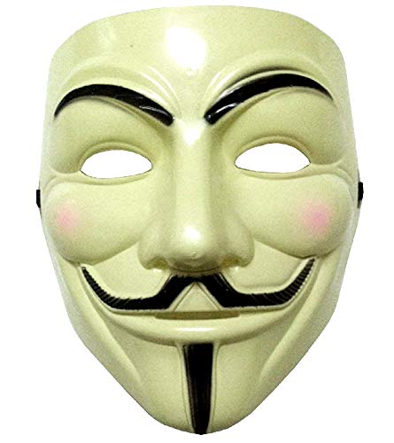 KIRALOVE Máscara - Color Amarillo - Halloween - Carnaval - Hombre - v for Revenge - Guy Fawkes - película - Famoso - anónimo - Idea de Regalo Original v per Vendetta Anonymous Guy Fawkes