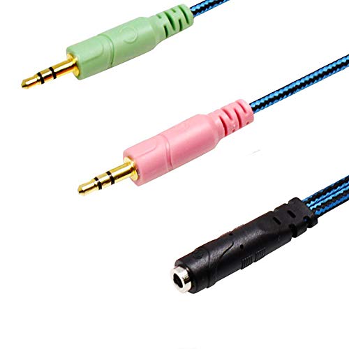 Kit Adaptador de Cable Jack de 3,5 mm, convertidores mutuos para Auriculares de PC con función de Auriculares/micrófono simultáneamente, Divisor en Y, 1 Hembra a 2 machos