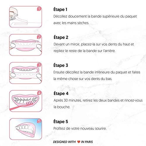 Kit blanqueador dental de frambuesa - Tratamiento de blanqueamiento dental 14 días (24 tiras blanqueadoras dientes + 4 ofertas) - Blanqueador dental profesional L'ATELIER DU SOURIRE