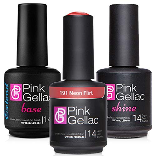 KIT COMBI AHORRO PINK GELLAC Base Extend + esmalte 191 Neon Flirt + Brillo Shine