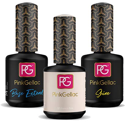 KIT COMBI PINK GELLAC Base + esmalte 121 French Pink + Brillo