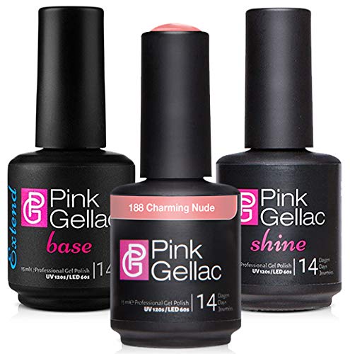 KIT COMBI PINK GELLAC Base + esmalte 188 + Brillo