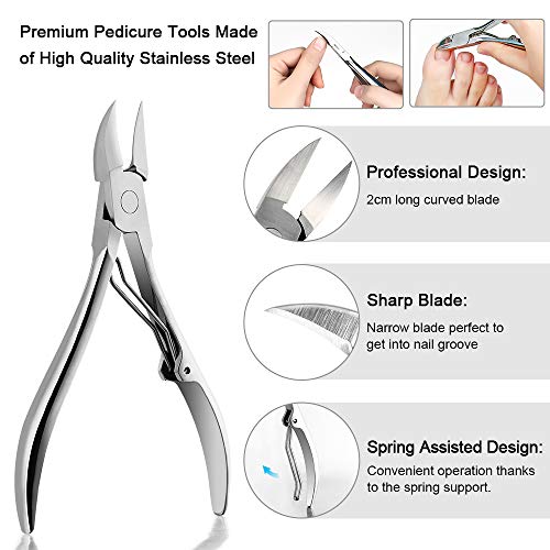 Kit de cortaúñas para uñas de acero inoxidable, 6 piezas, para manicura y pedicura, para uñas gruesas y duras, herramientas de manicura, podólogos para el hogar con caja portátil