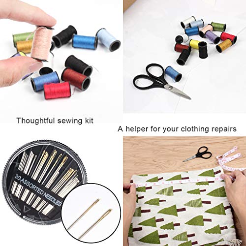 Kit de Costura de 72 Piezas Con Mini Maleta y Accesorios Avanzados de Costura que Incluyen 14 Carretes y 30 Agujas de Coser Adecuados para Principiantes, Viaje en Familia (Negro)