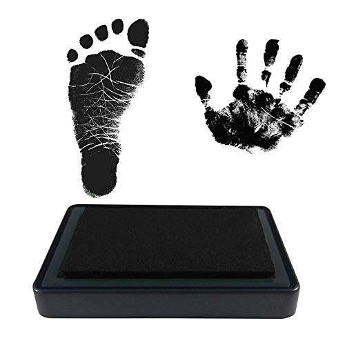 Kit de impresión de huellas de mano y pies de Bebé - almohadilla con tinta segura para bebé para impresiones de manos y pies - fácil de lavar (negro)